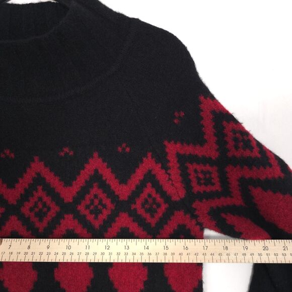 Banana Republic NEW Sweater Dress WOOL YAK HAIR Size XS Black Red Fair Isle Knit - Picture 4 of 9